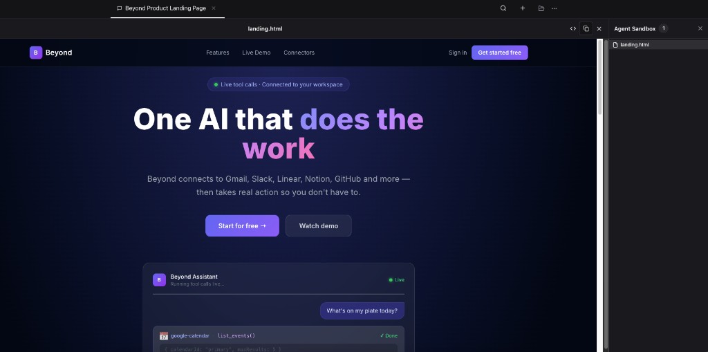 Agent-built interactive app pulling live data from connectors